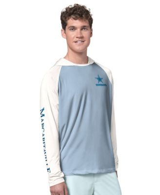 Men's Light Blue/Cream Dallas Cowboys Sand, Sea, Sunsets Long-Sleeve Rashguard Hoodie Pullover
