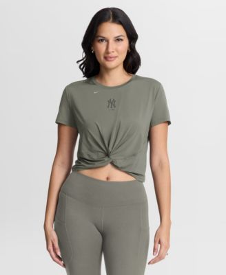 Women's Olive New York Yankees One Twist Dri-FIT Cropped T-Shirt