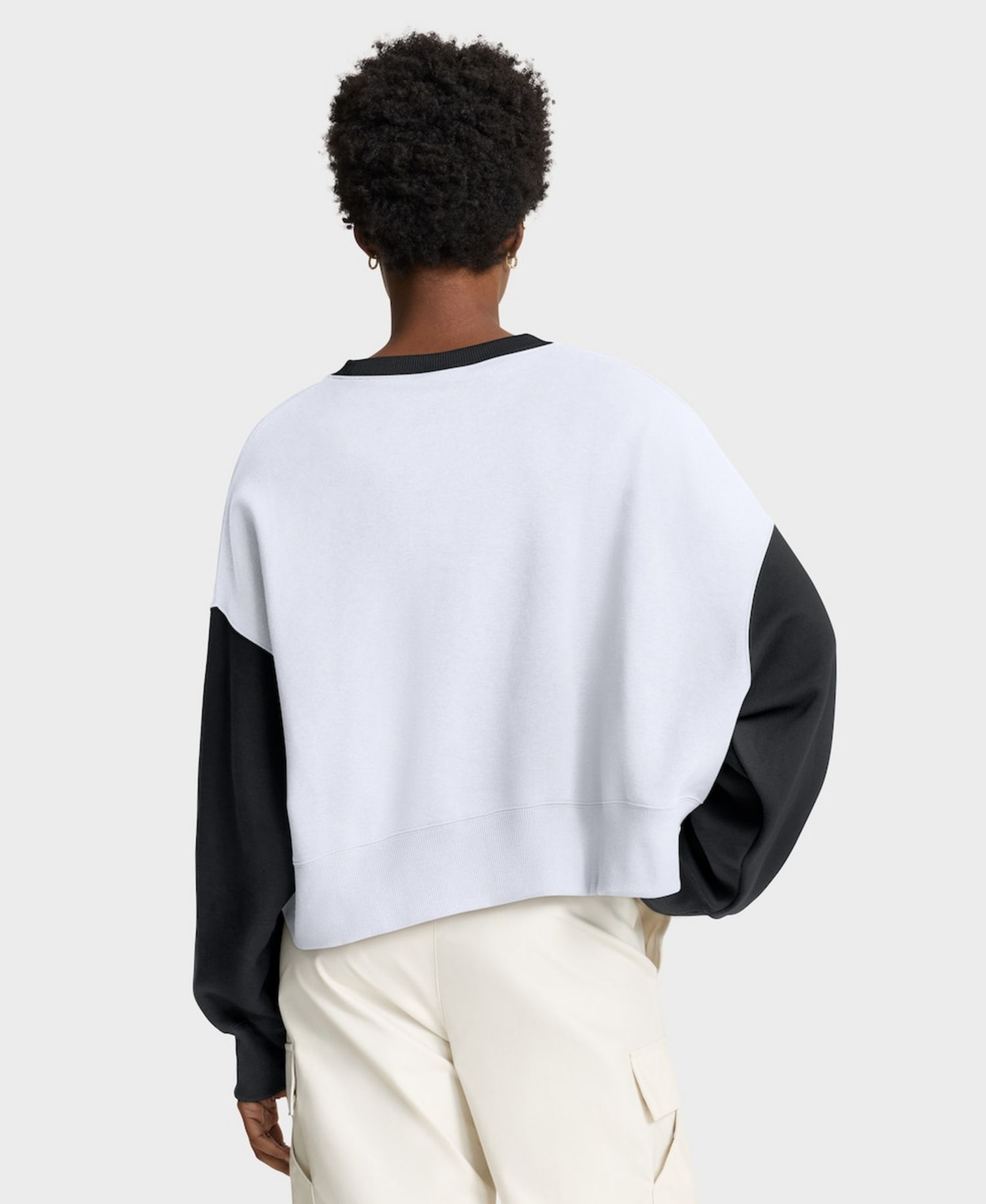 Women's White/Black Baltimore Orioles Oversized High Hip Fleece Sweatshirt