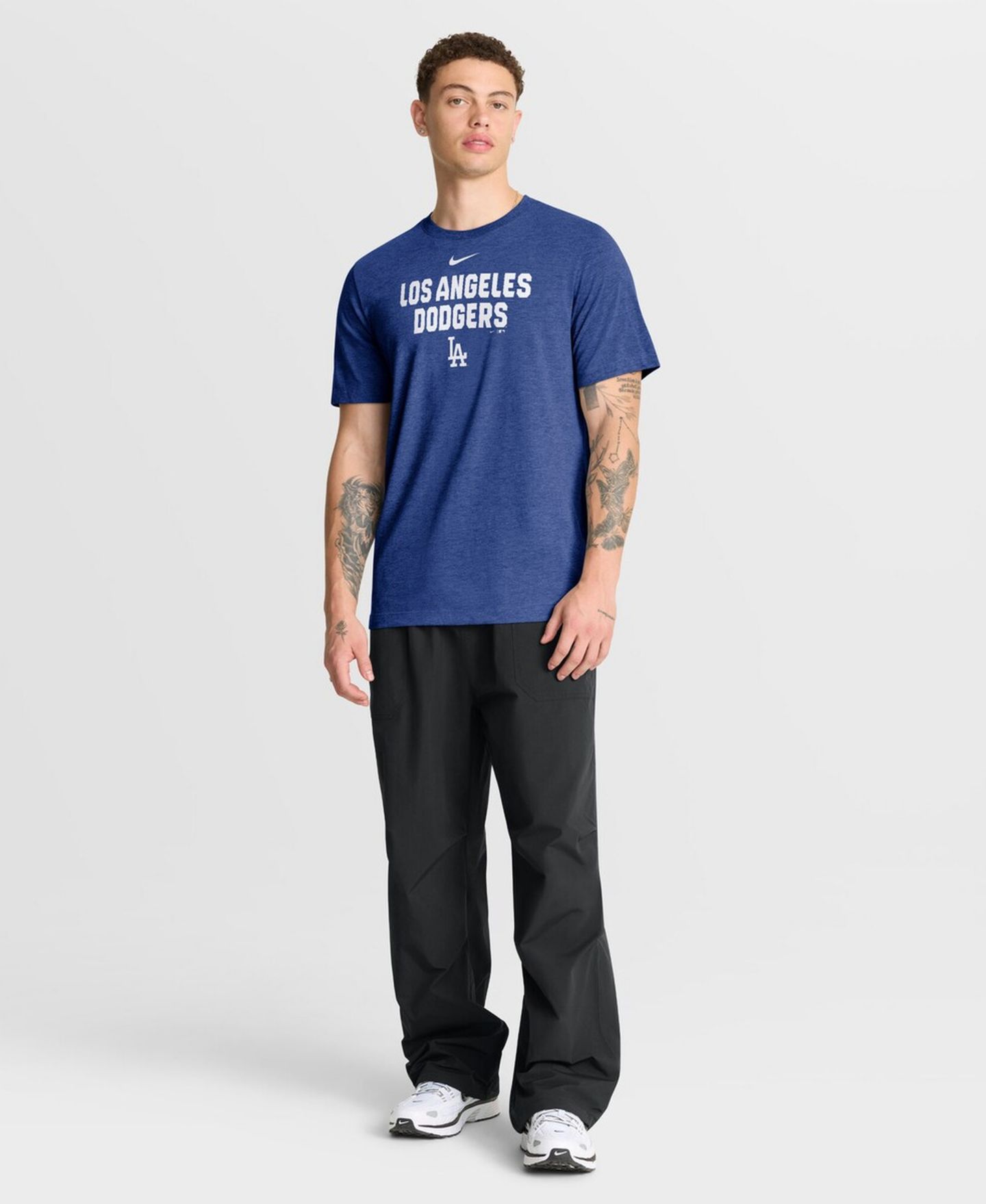Мужская футболка Nike Heather Royal Los Angeles Dodgers Stacked Tri-Blend — фото 5