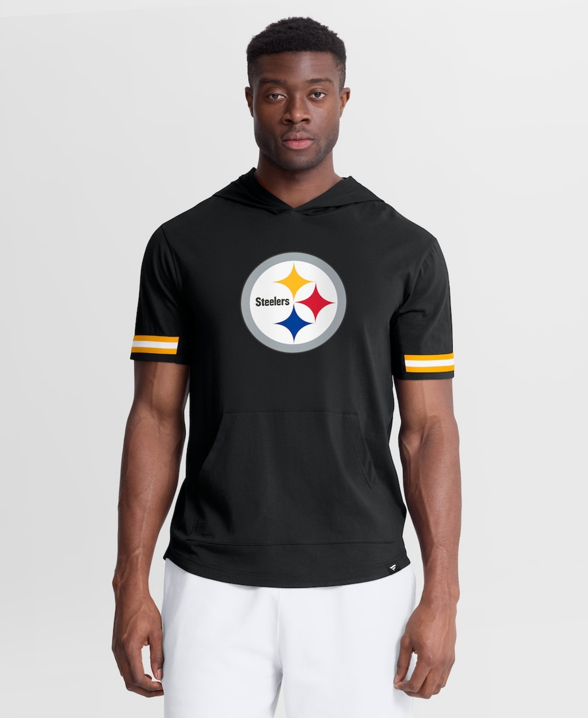 Fanatics Men's Black Pittsburgh Steelers Optimal Play Short Sleeve Hooded T-Shirt - Black, Yellow