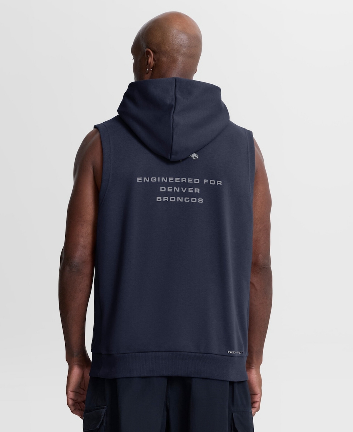 Nike Men's Navy Denver Broncos Sideline Standard Issue Dri-fit Sleeveless Hoodie