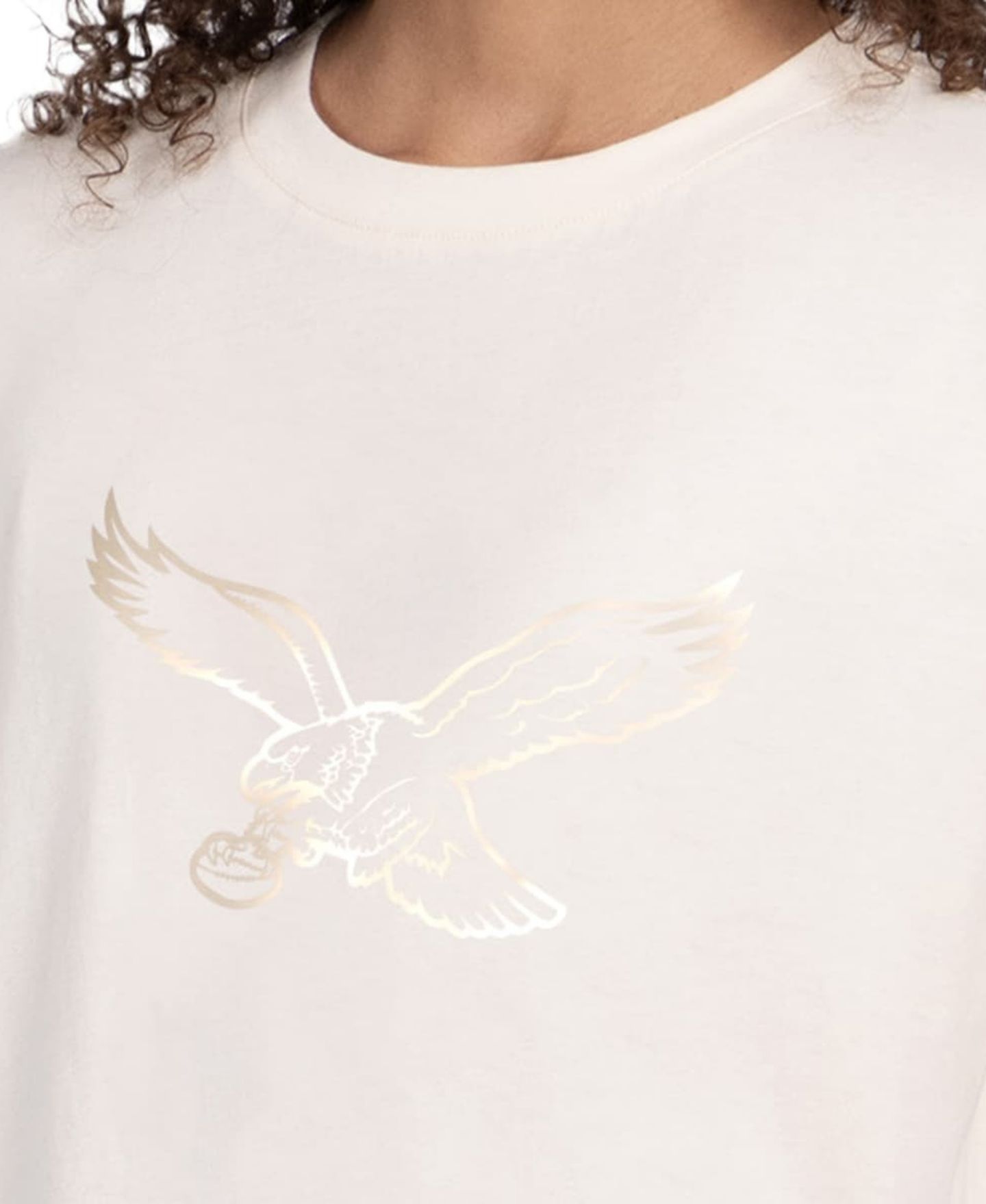 Женская футболка Starter Cream Philadelphia Eagles Pastel Travel Boxy Cropped — фото 3