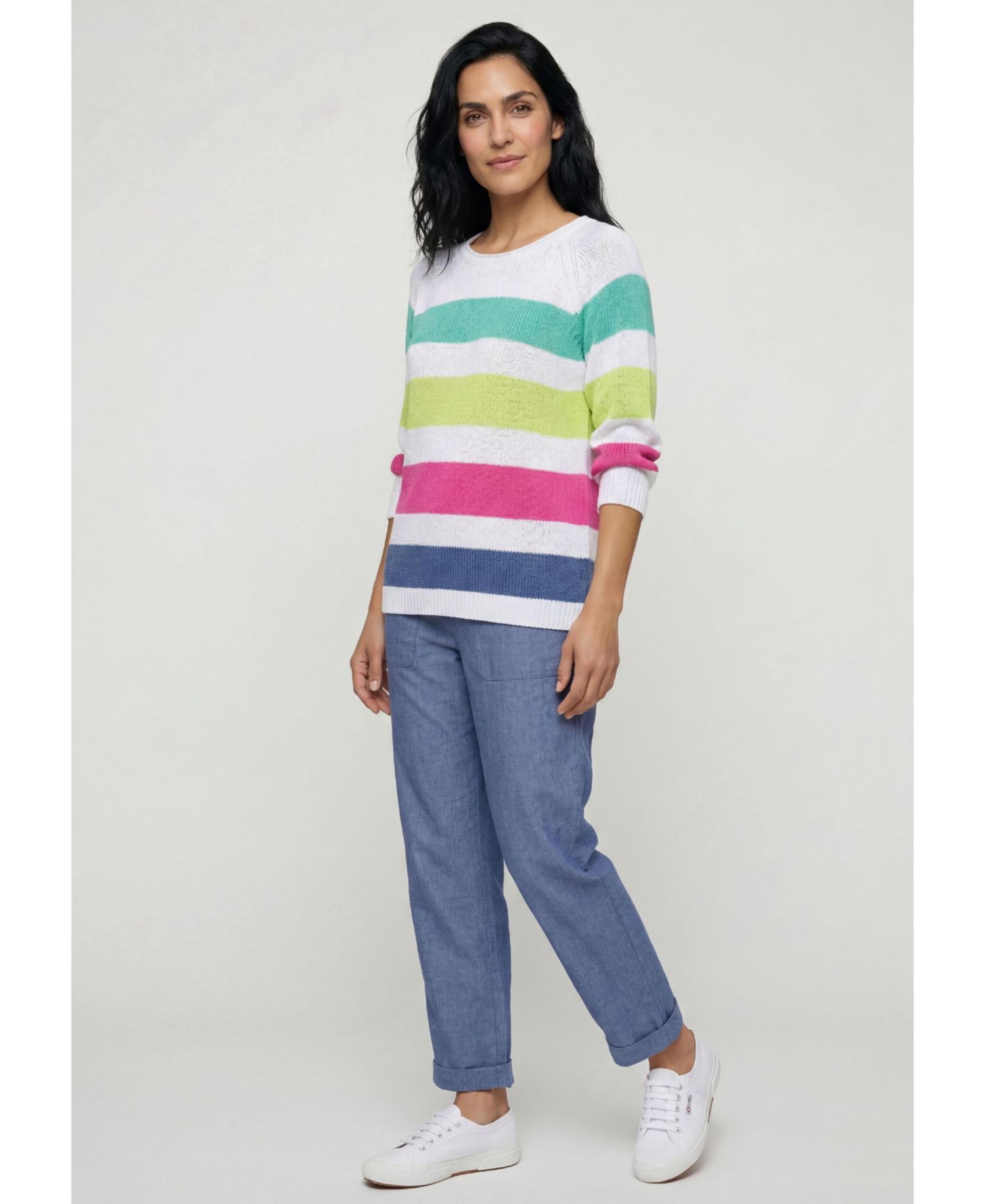 Women's Stripe Tape Yarn Sweater