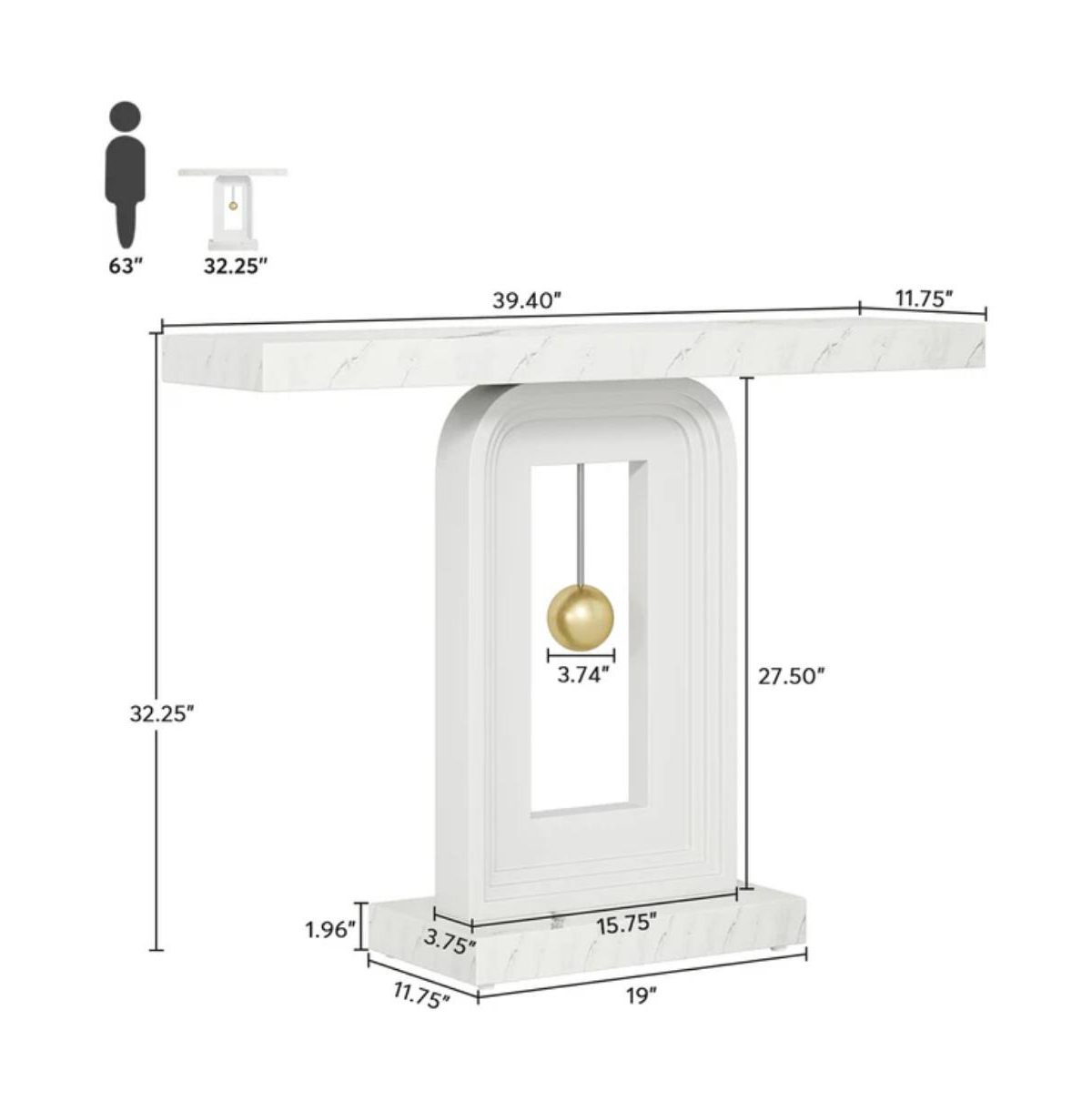 Slickblue Elegant Console Sofa Table with Gold Decor for Entryway and Home Accent Display