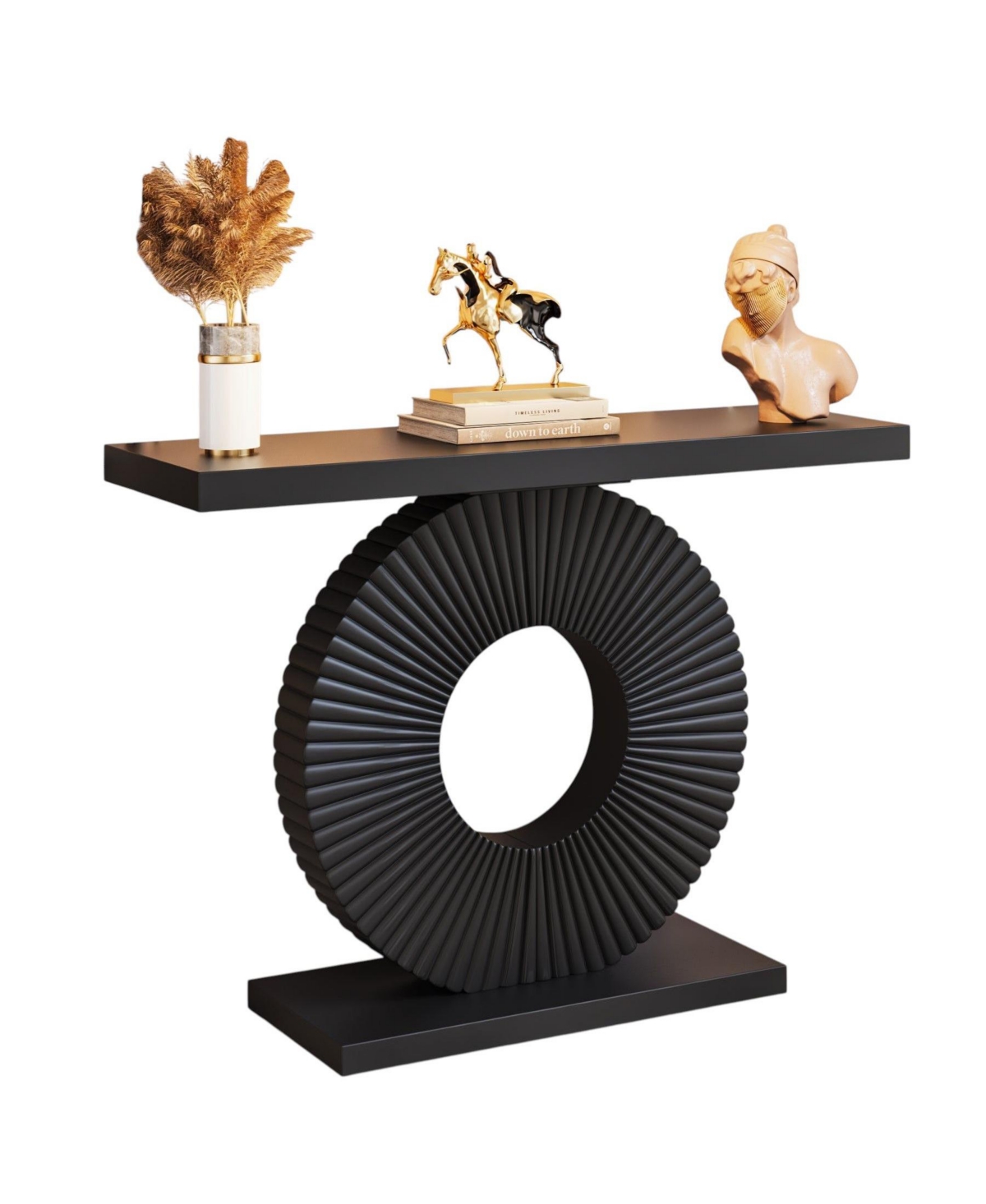 Slickblue Modern Wood Console Table with Geometric Base