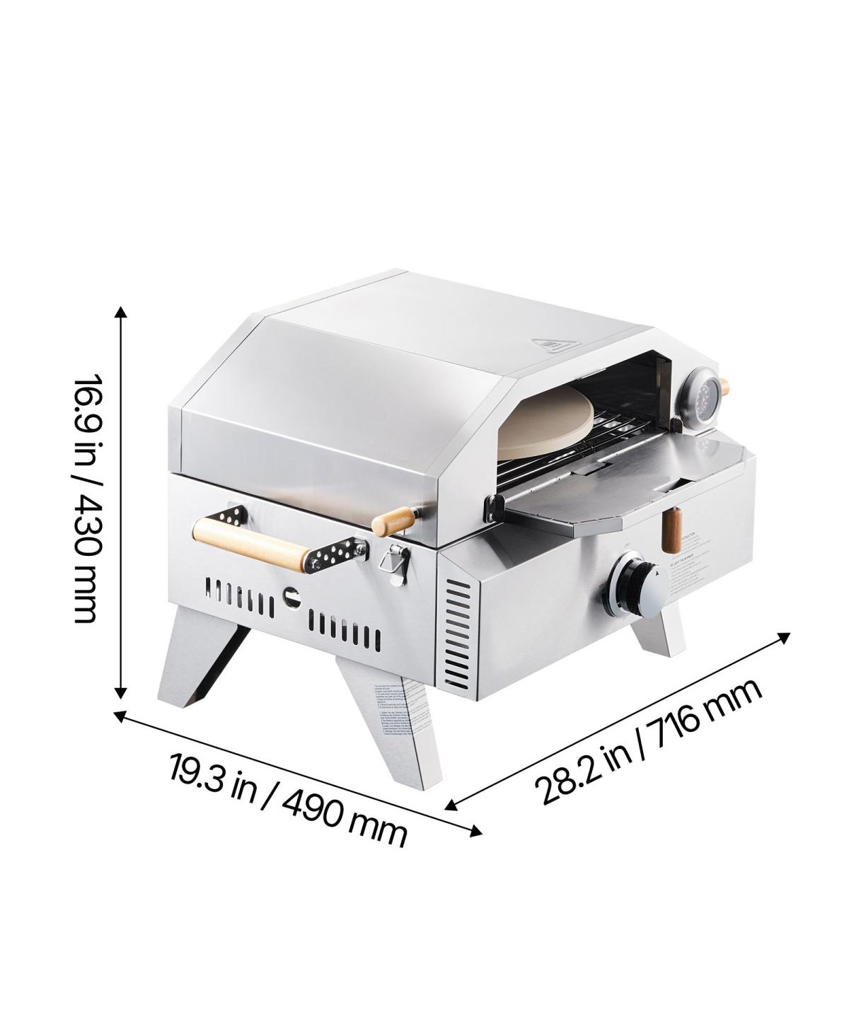 Asagikoiai Outdoor Portable Stainless Steel Gas Pizza Oven with Thermometer and Cordierite Stone