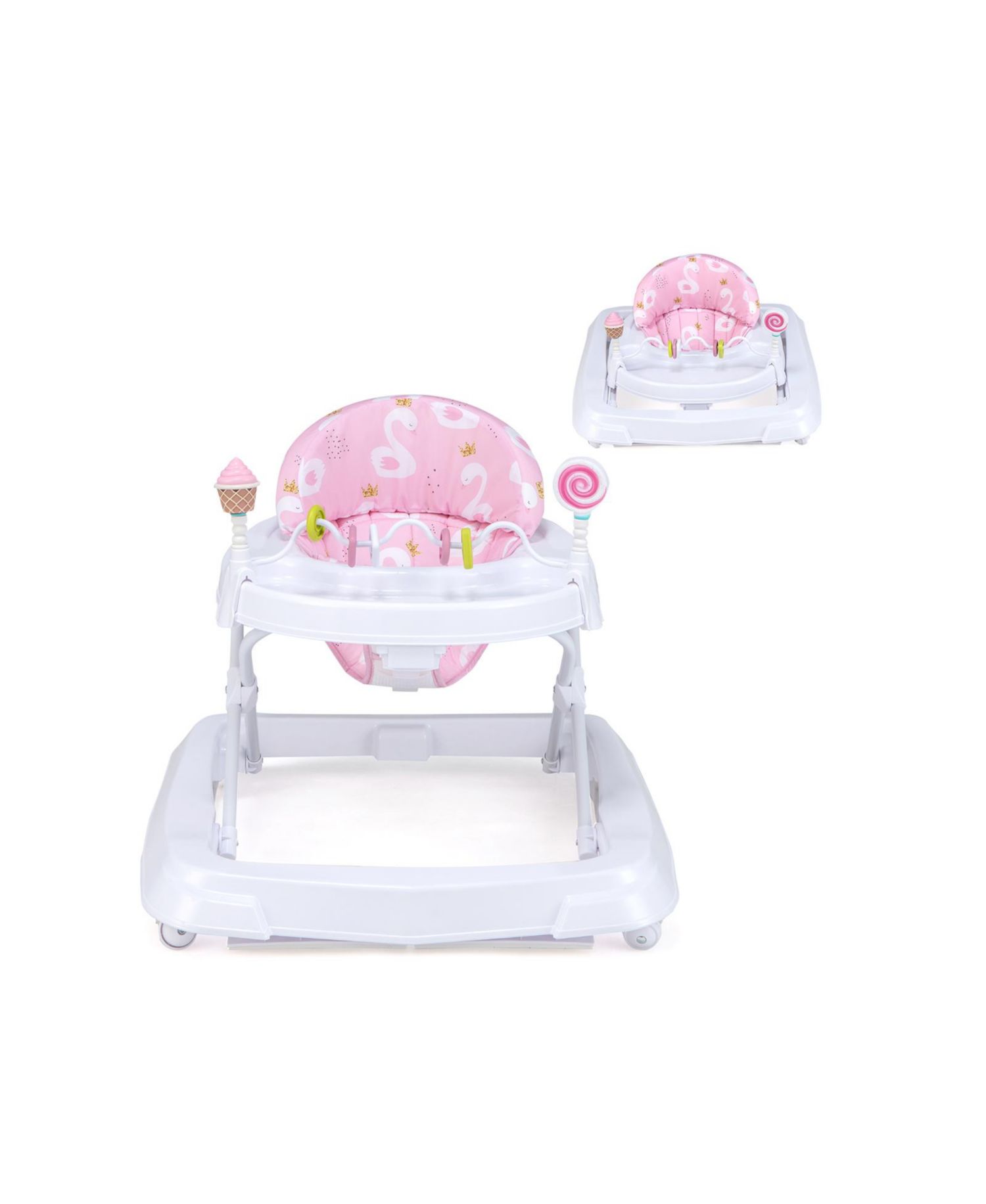 Baby Walker with Adjustable Heights, Foldable Frame, and Removable Seat