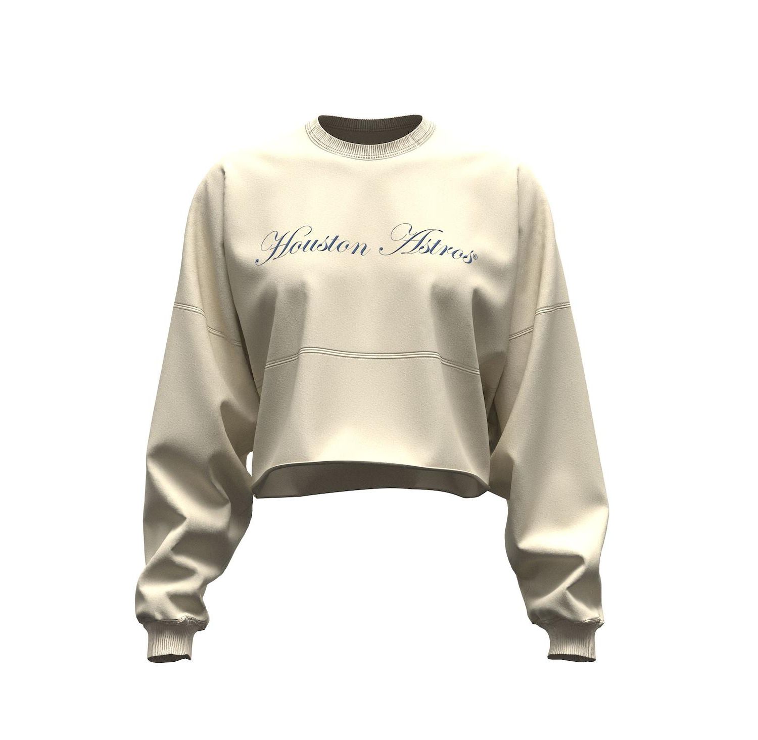 Women's Light Beige Houston Astros Spirit Floral Script Cropped Long-Sleeve T-Shirt
