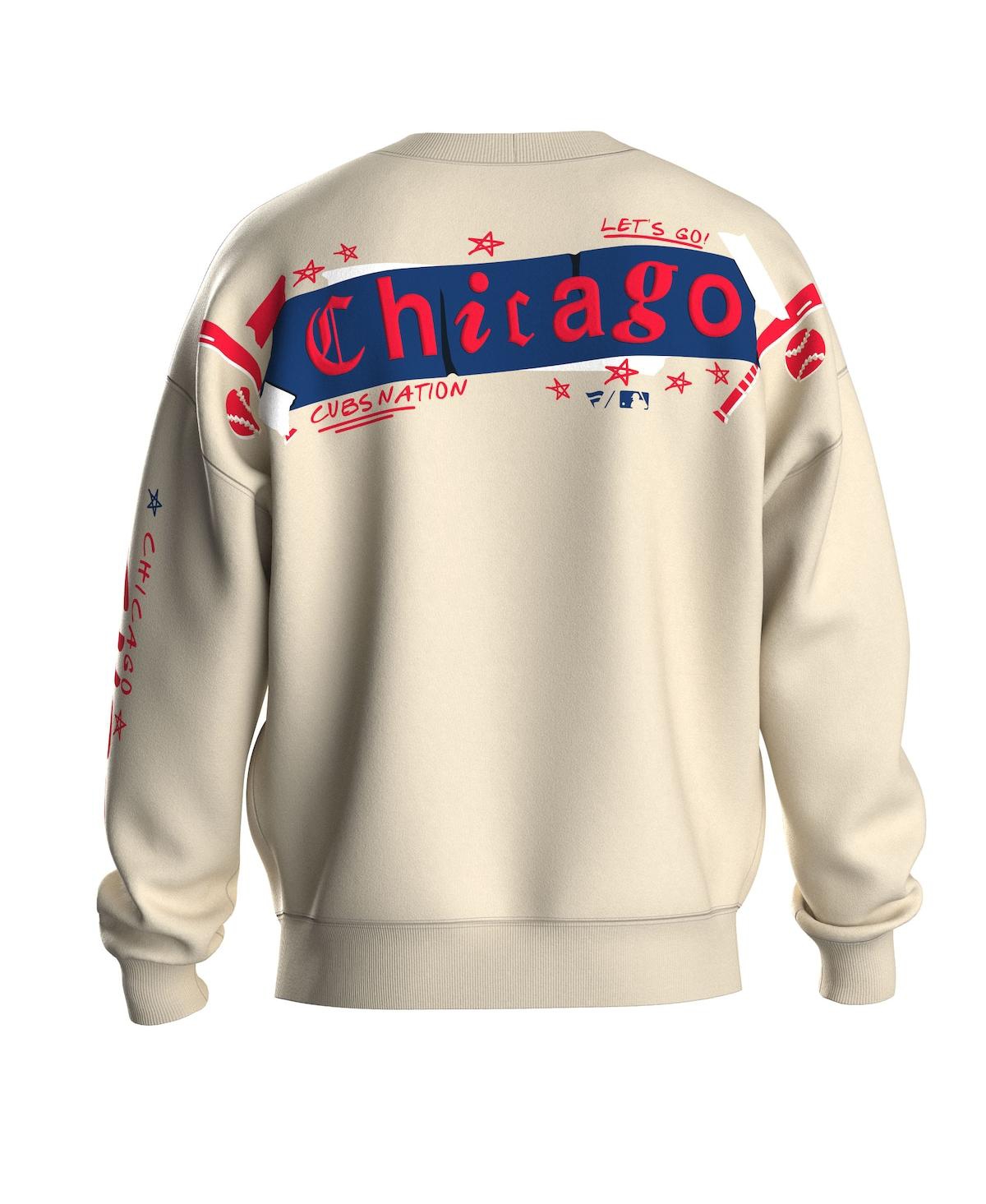 Fanatics Women's Beige Chicago Cubs Graffiti Fleece Sweatshirt