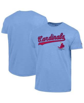 Men's Light Blue St. Louis Cardinals Cooperstown Wordmark Lockup Tri-Blend T-Shirt