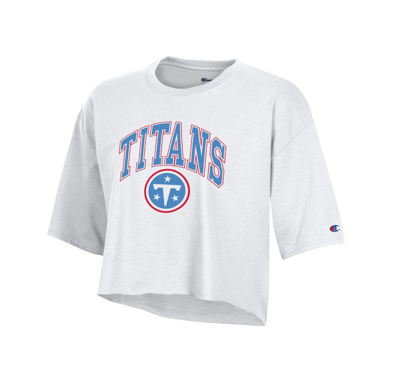 Women's White Tennessee Titans Boyfriend Cropped T-Shirt