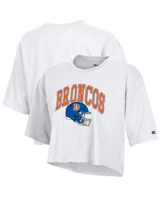Women's White Denver Broncos Boyfriend Cropped T-Shirt