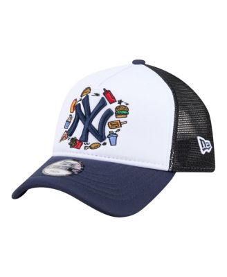 Big Boys and Girls White/Navy New York Yankees Food A-Frame 9FORTY Trucker Adjustable Hat