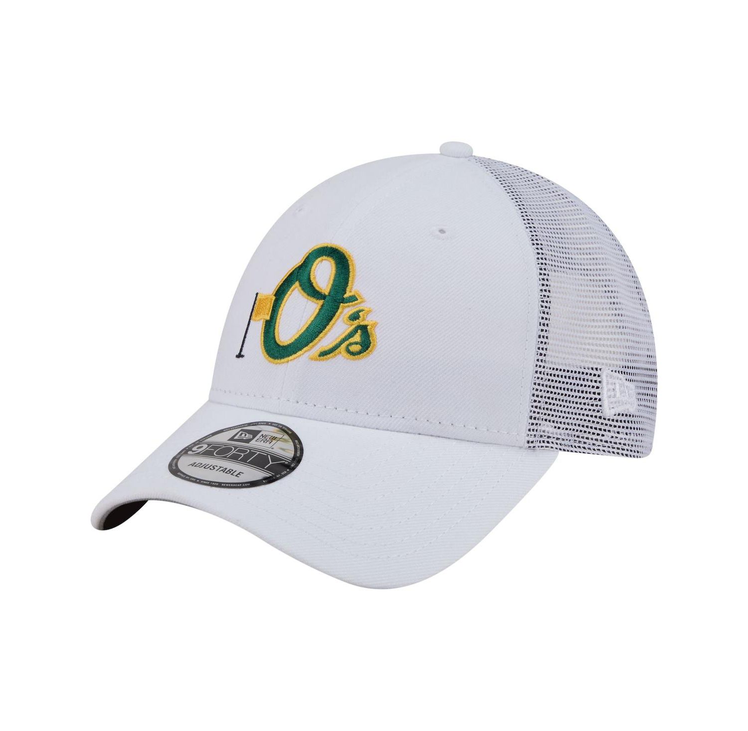 Men's White Baltimore Orioles Flag 9FORTY Trucker Adjustable Hat