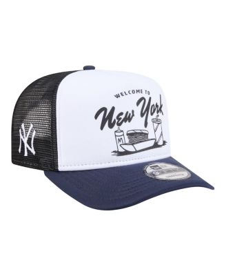 Men's White/Navy New York Yankees Foodie A-Frame 9FIFTY Trucker Snapback Hat