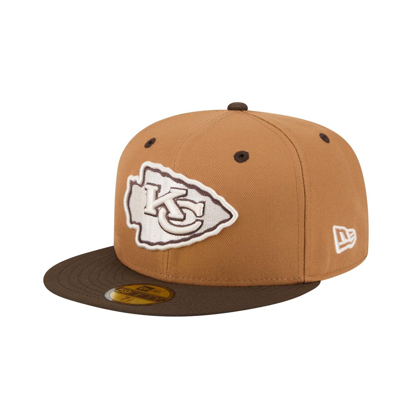 Мужская кепка New Era Light Brown/Dark Brown Kansas City Chiefs Two-Tone Walnut 59FIFTY Fitted Hat — фото 1