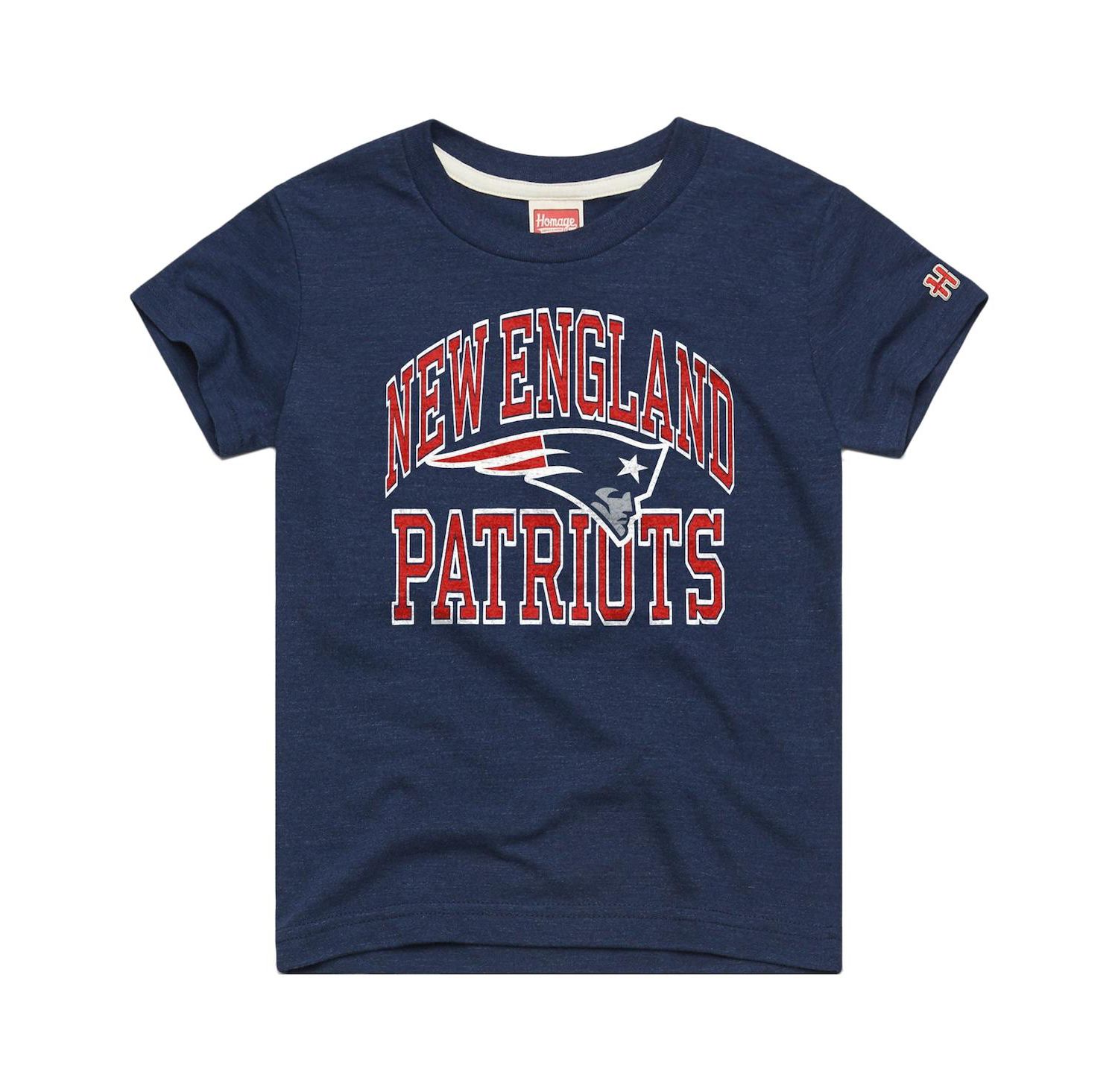 Big Boys and Girls Navy New England Patriots Arch Tri-Blend T-Shirt