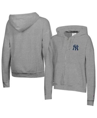 Women's Heather Gray New York Yankees Powerblend Fleece Full-Zip Hoodie