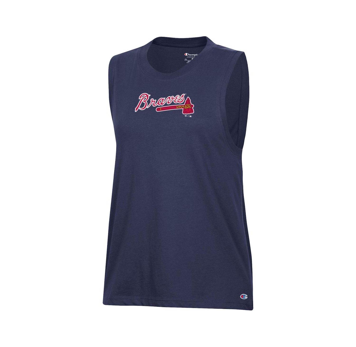 Women's Navy Atlanta Braves Muscle Tank Top