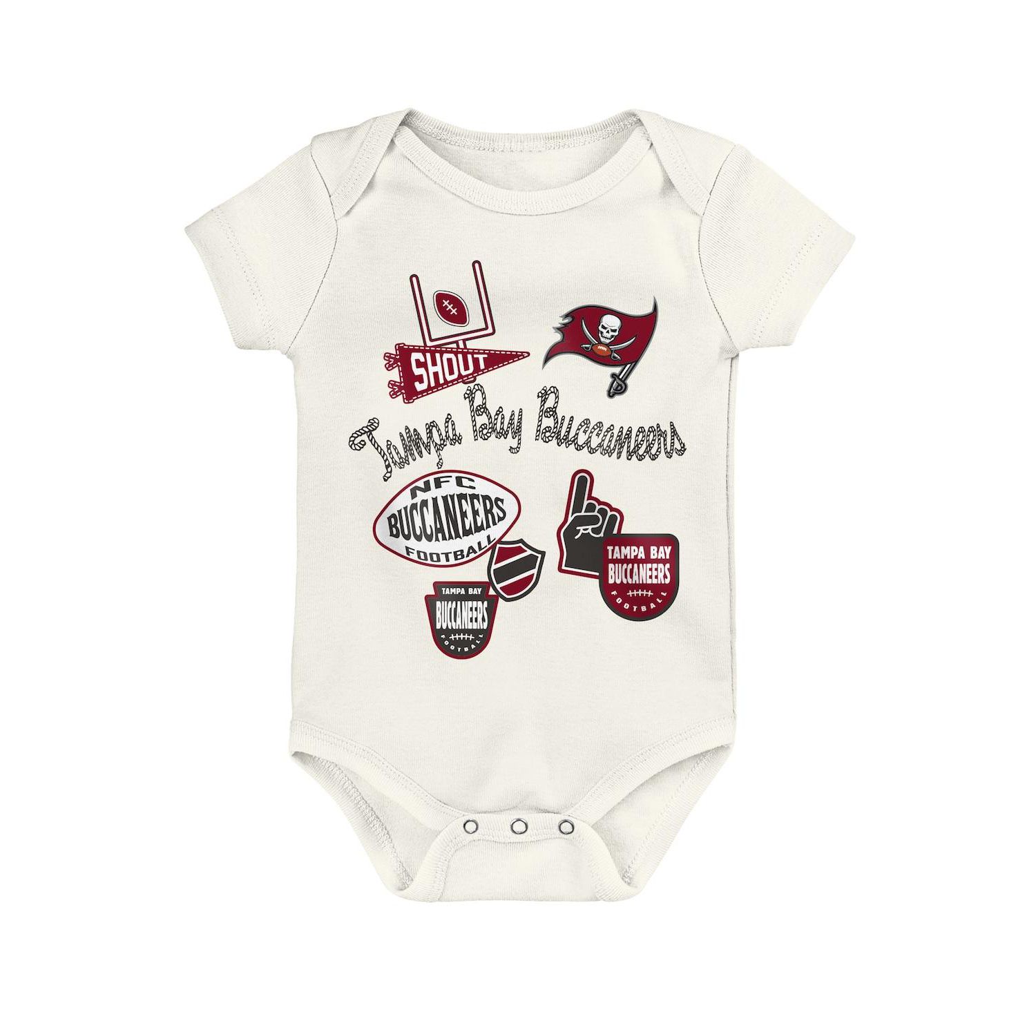 Boys and Girls 3 Piece Tampa Bay Buccaneers Littlest Player Bodysuit Set
