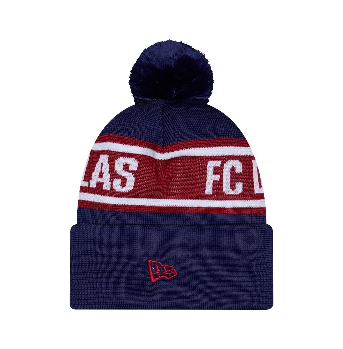 Мужские головные уборы New Era Navy FC Dallas 2026 Jersey Hook Cuffed Pom Knit Hat — фото 2