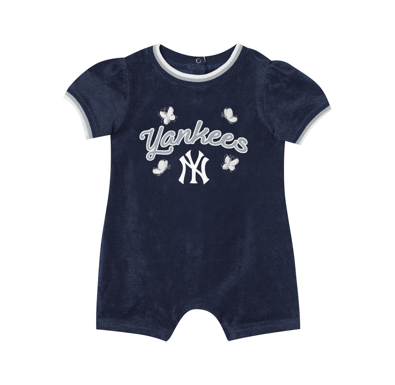 Baby Girls Navy New York Yankees Wind-Up Coverall Shorts