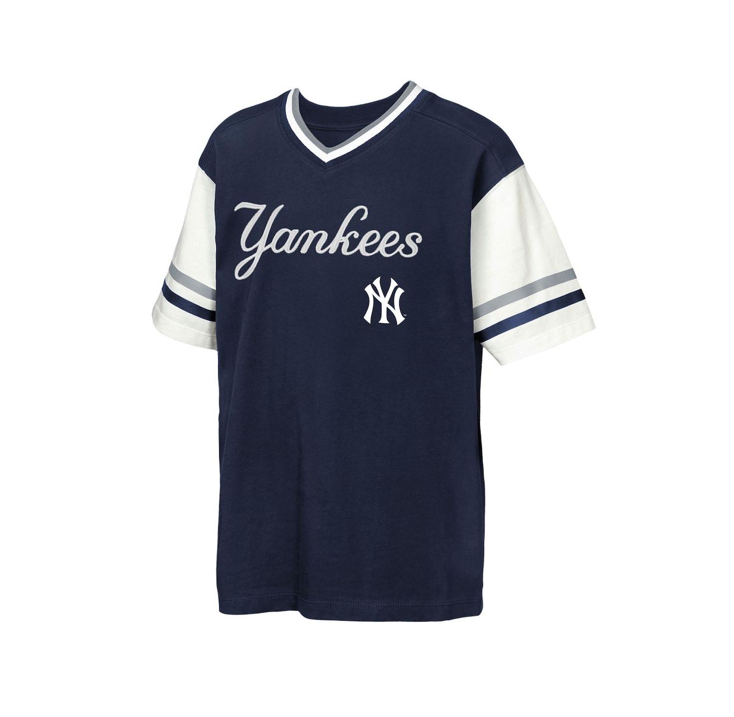 Big Boys and Girls Navy New York Yankees Big League Base Runner Ringer T-Shirt
