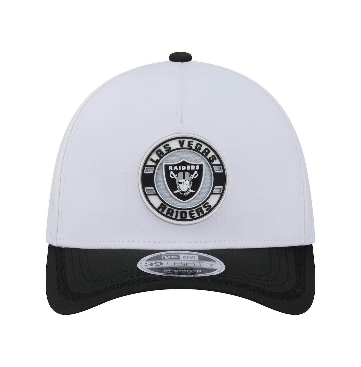Мужская кепка New Era White/Black Las Vegas Raiders Patch 39THIRTY A-Frame M-Crown Perforated Flex Hat — фото 4