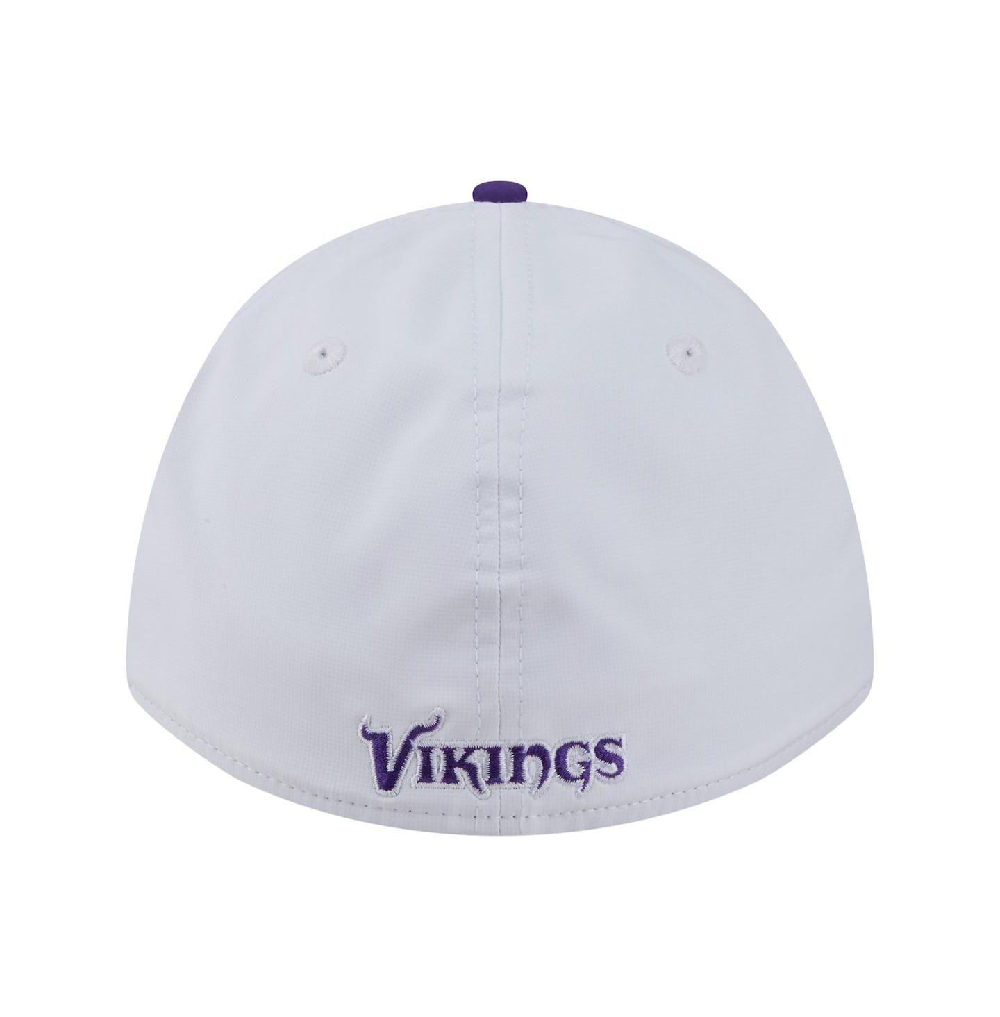 Мужская кепка New Era White/Purple Minnesota Vikings Patch 39THIRTY A-Frame M-Crown Perforated Flex Hat — фото 2