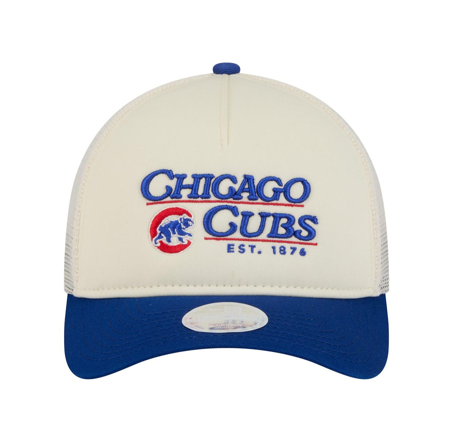 Women's Light Beige/Royal Chicago Cubs Retro 9FORTY M-Crown A-Frame Trucker Adjustable Hat