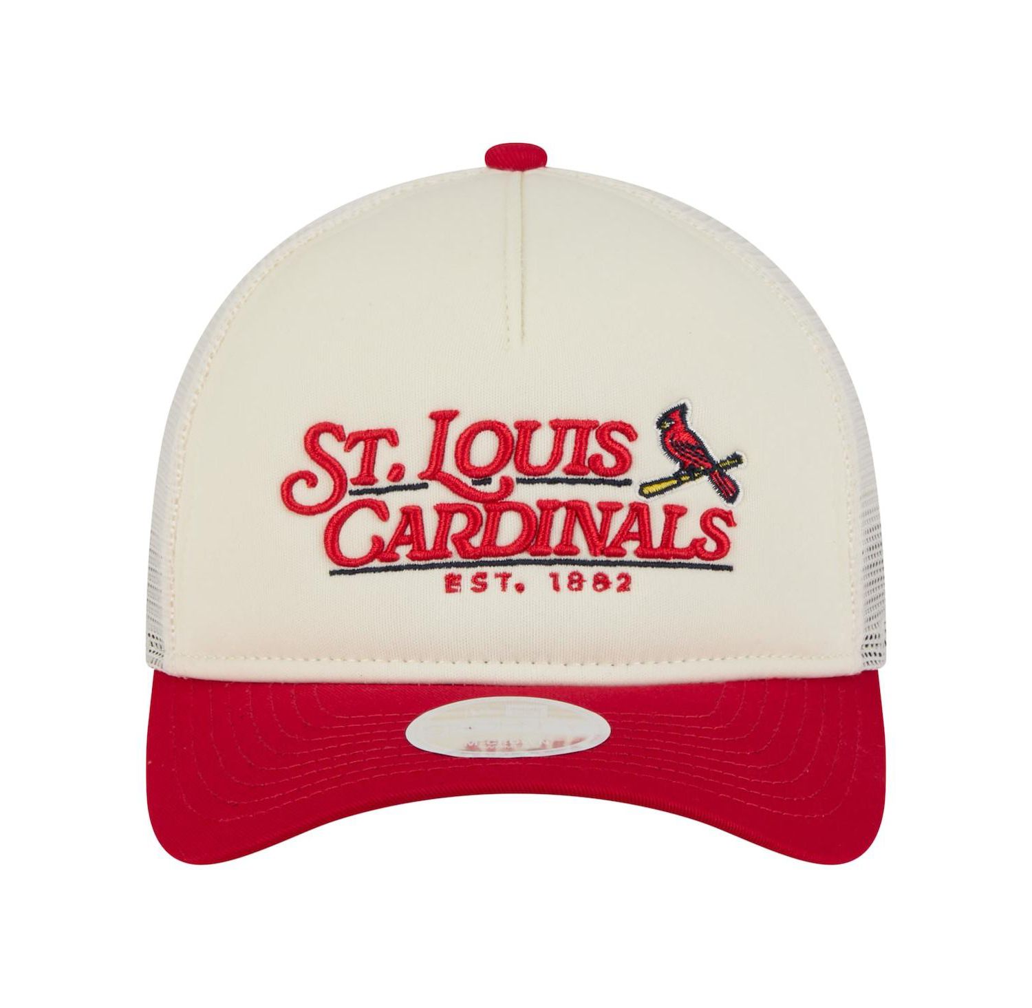 Women's Light Beige/Red St. Louis Cardinals Retro 9FORTY M-Crown A-Frame Trucker Adjustable Hat