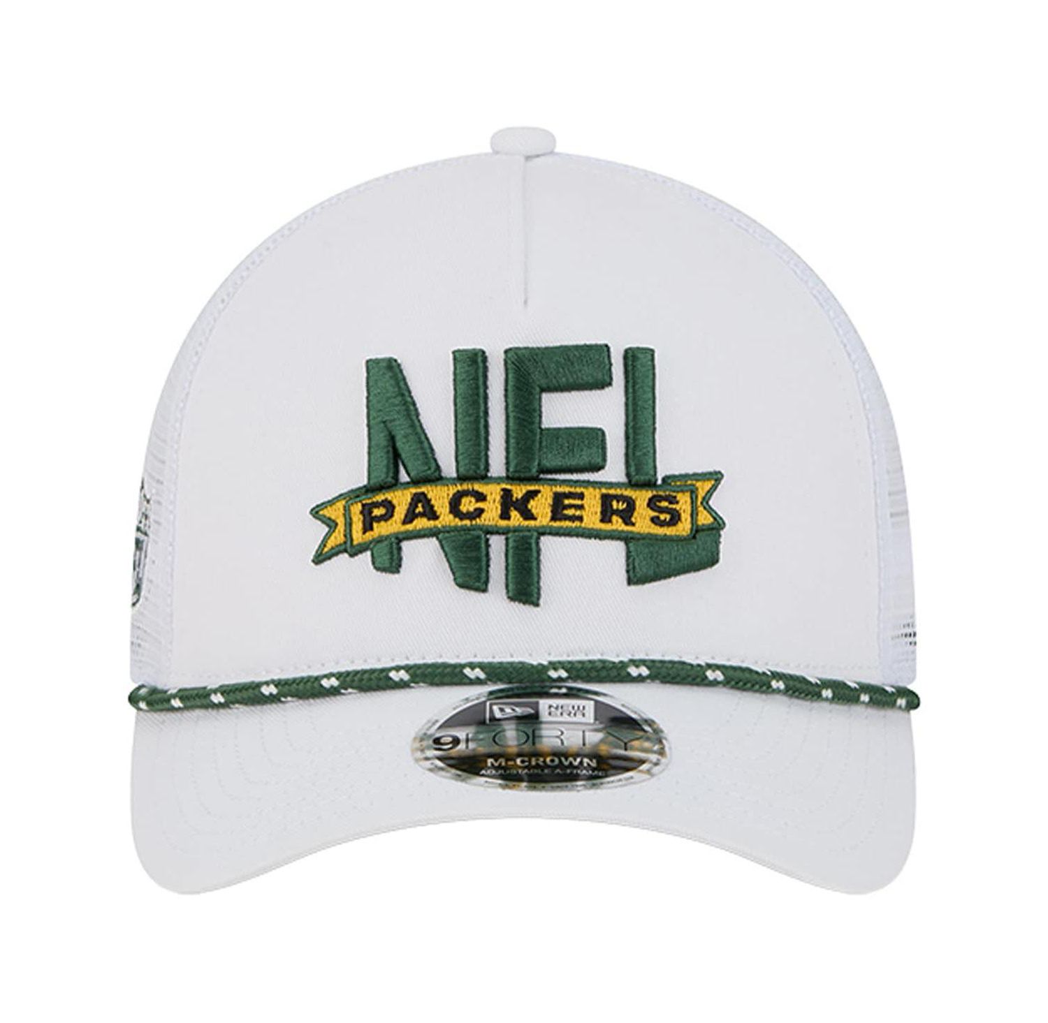 Men's White Green Bay Packers NFL 9FORTY A-Frame M-Crown Adjustable Trucker Hat