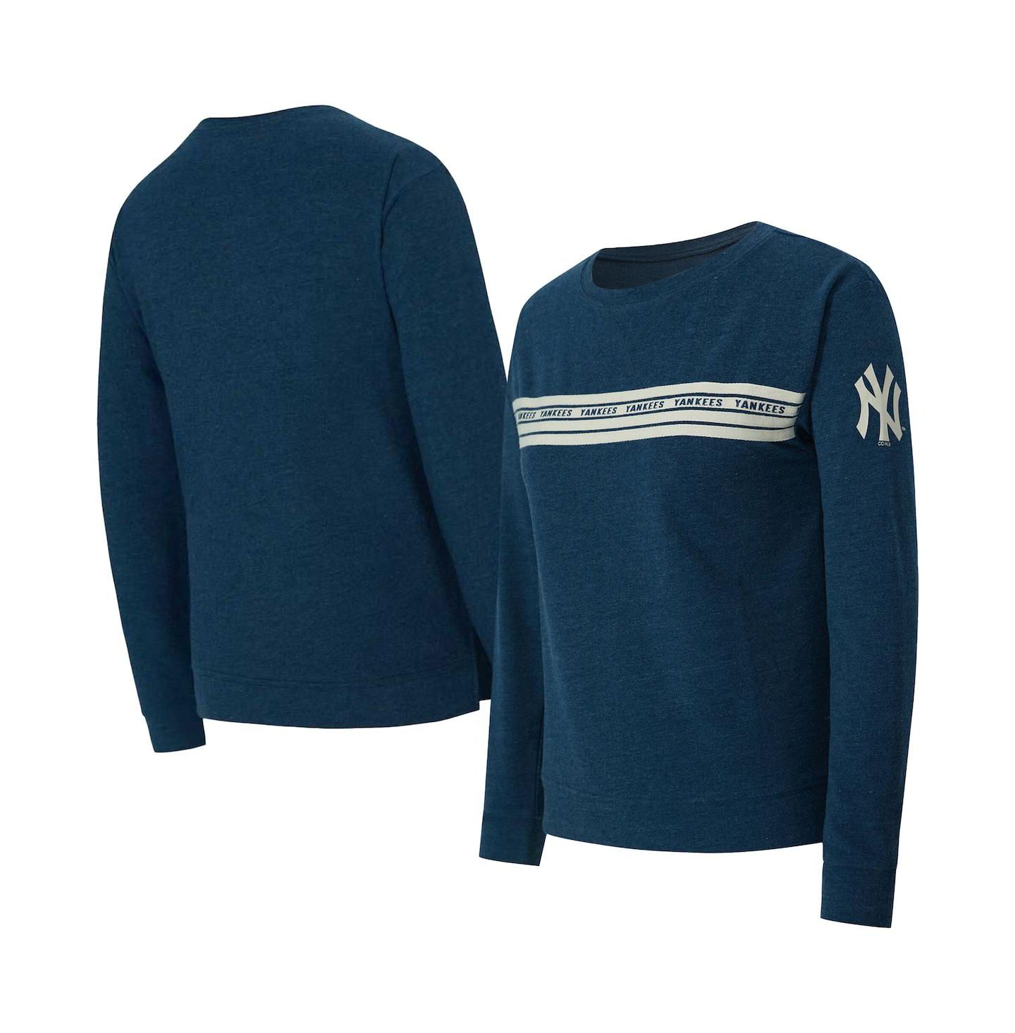 Женская футболка Concepts Sport Navy New York Yankees Birch French Terry Long Sleeve — фото 1