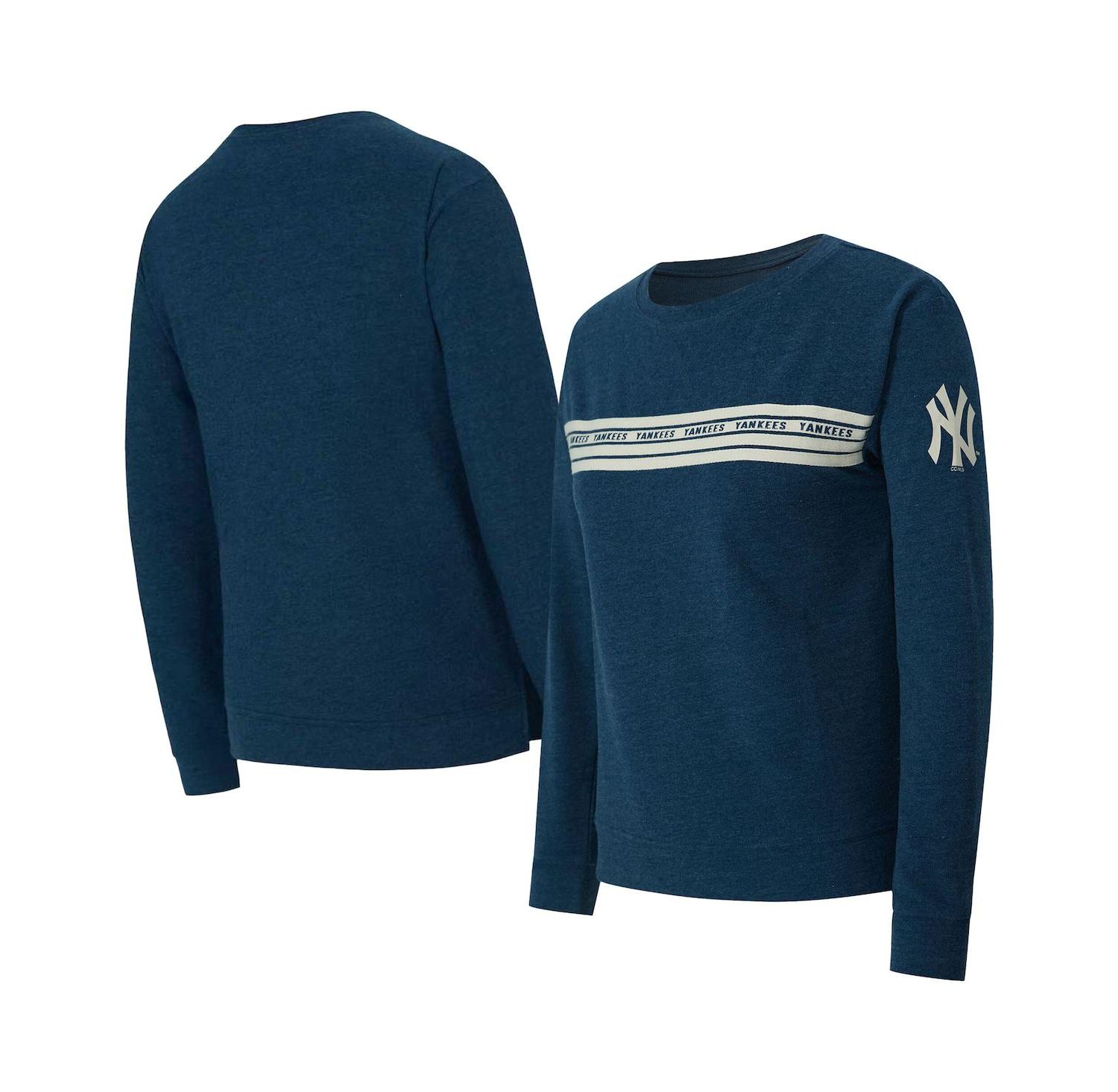 Women's Navy New York Yankees Birch French Terry Long Sleeve T-Shirt