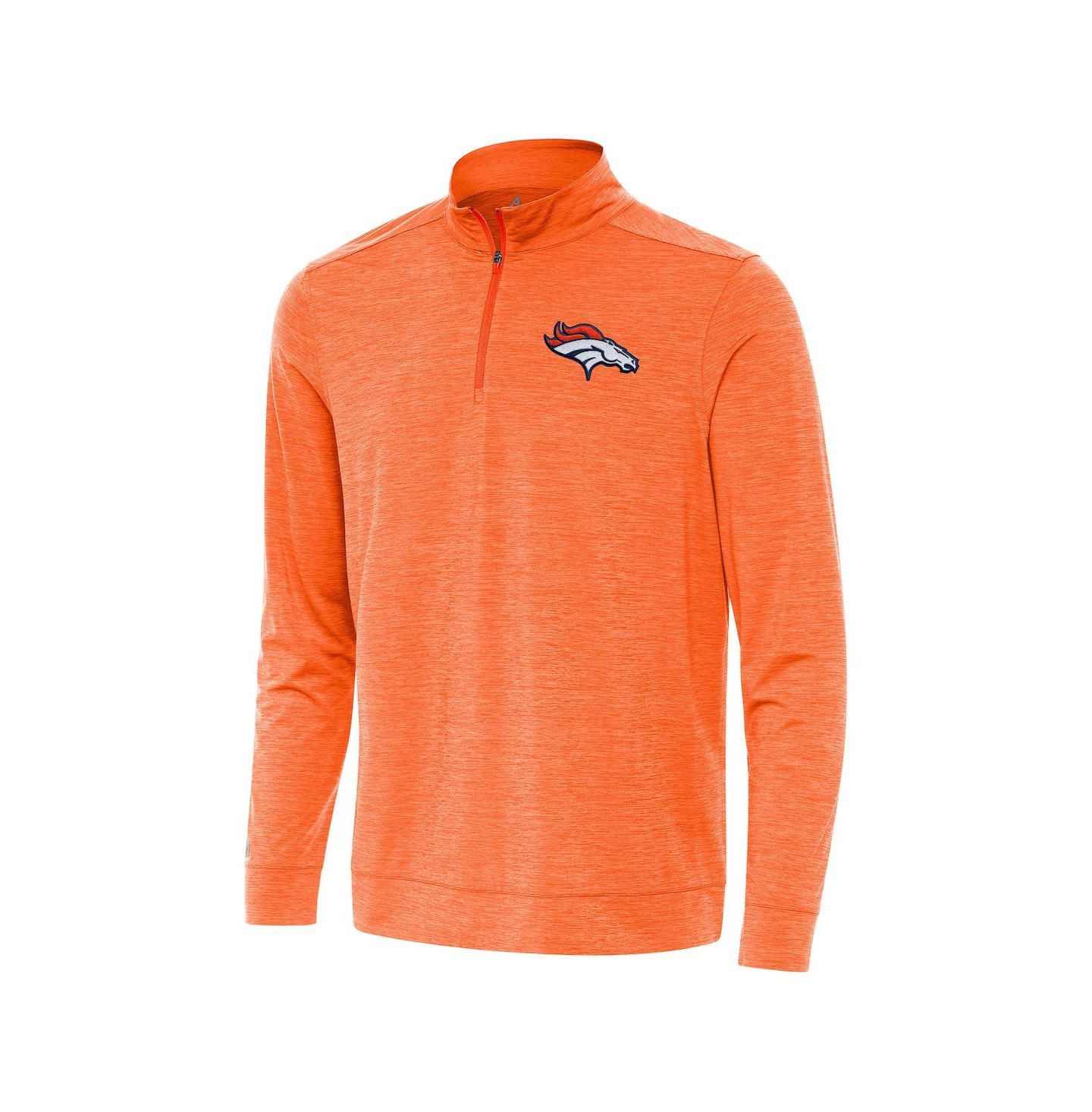 Мужской топ Antigua Heather Orange Denver Broncos Bright Quarter-Zip — фото 1
