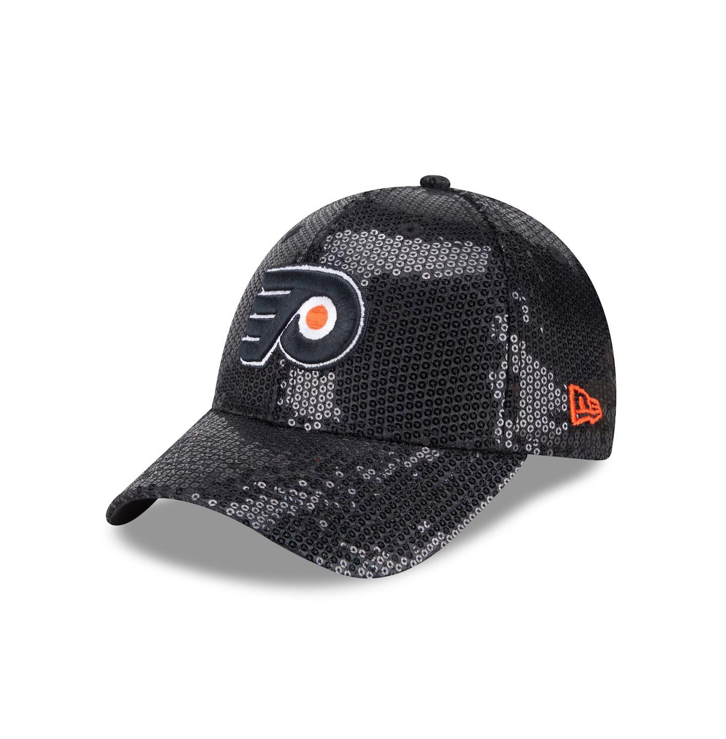 Женские кепки New Era Black Philadelphia Flyers Sequin 9FORTY Adjustable Hat — фото 1