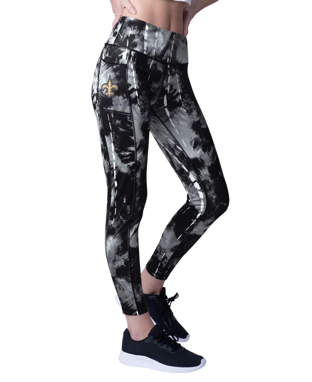 Msx By Michael Strahan Women's Black New Orleans Saints Serena Tie-dye Leggings