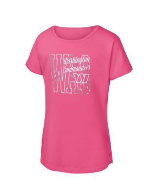 Big Girls Pink Washington Commanders Signal Caller Dolman T-Shirt