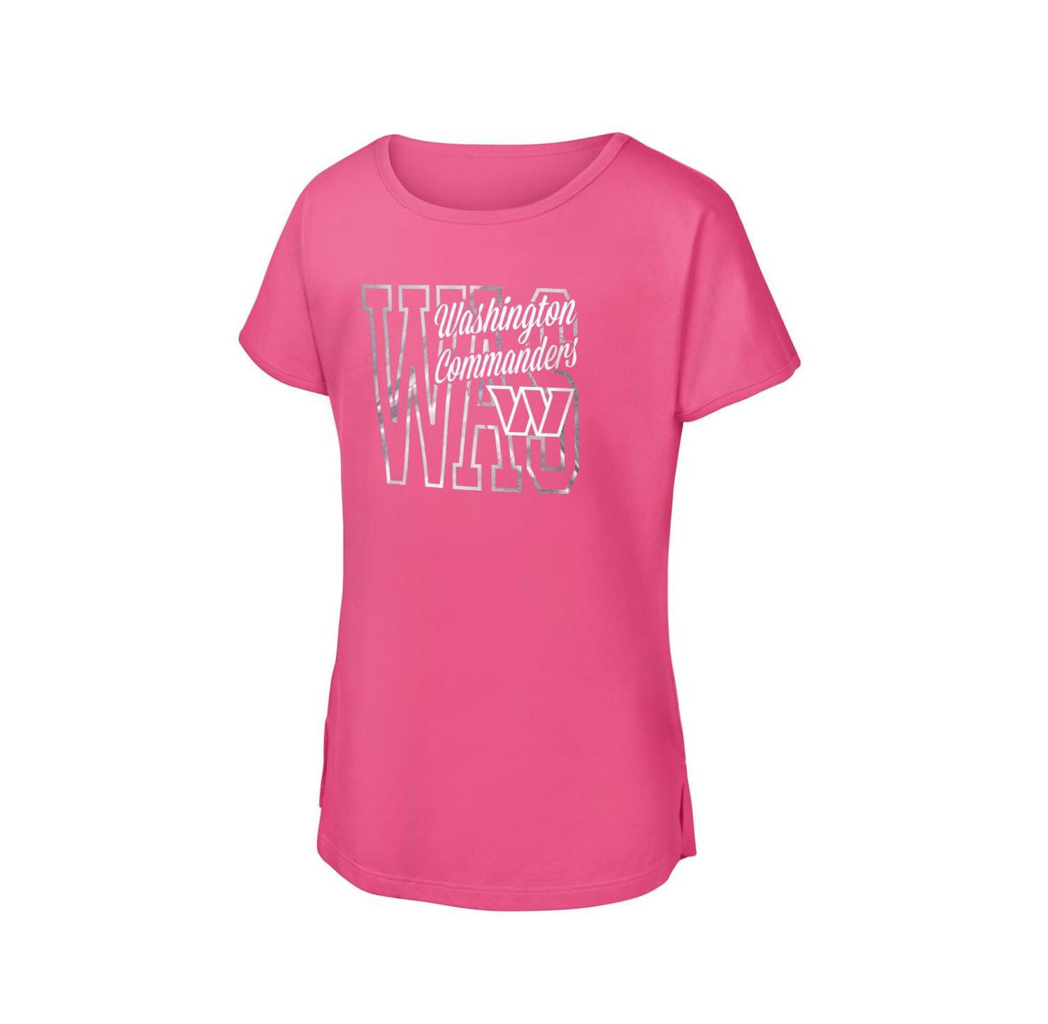 Big Girls Pink Washington Commanders Signal Caller Dolman T-Shirt