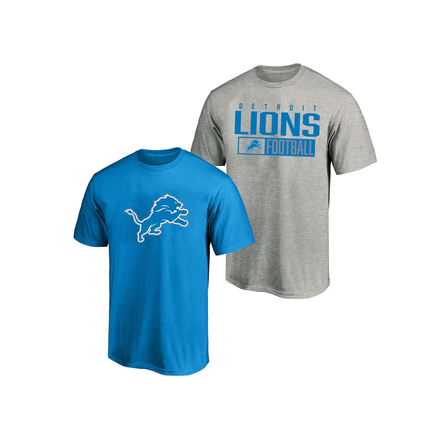 Мужская футболка Fanatics Detroit Lions Big & Tall, набор из 2 шт., Heather Gray/Blue — фото 1