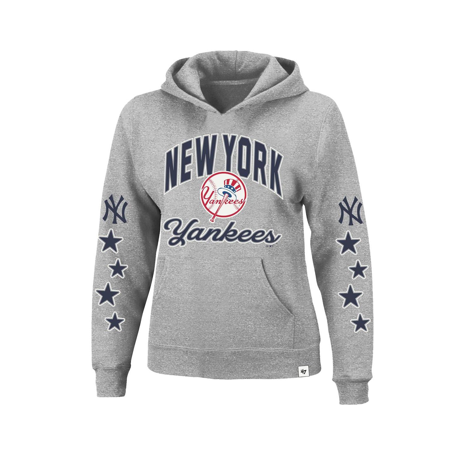 Women's Heather Gray New York Yankees Plus Size Starry Eye Hoodie