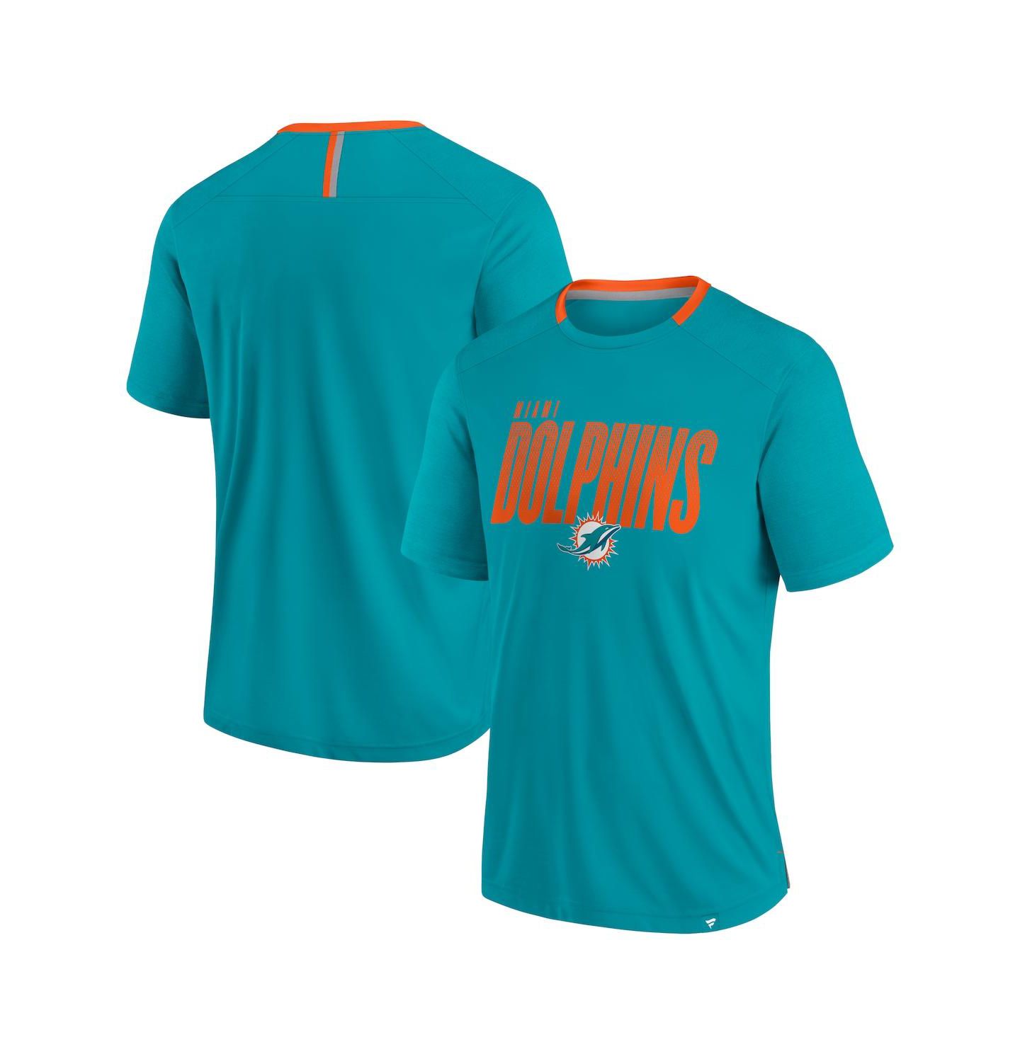 Мужская футболка Fanatics Aqua Miami Dolphins Defender Fade Slant — фото 1