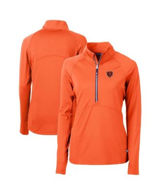 Women's Orange Chicago Bears Throwback Logo Adapt Eco Knit Stretch Half-Zip Pullover Top