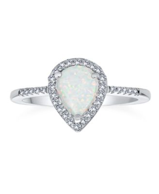 Halo Pear Shape Teardrop Cocktail 3 carat Synthetic Opal Ring Cathedral Setting Sterling Silver