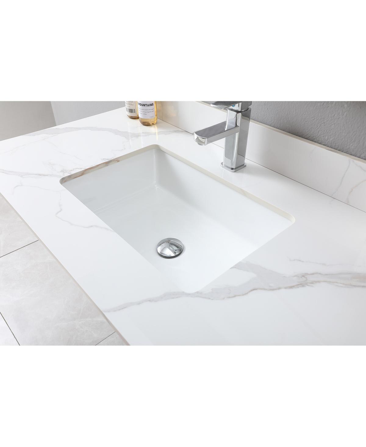 Sillysis Sintered Stone Vanity Top with Backsplash, Rectangular Undermount Sink, Pre-Drilled Faucet Hole
