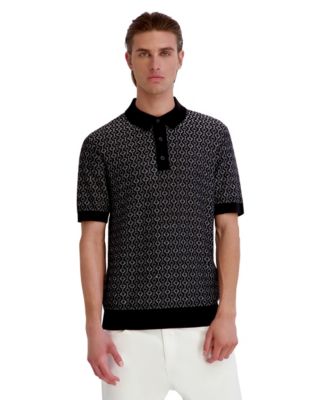 Men's Geometric 3-Button Placket Polo Shirt