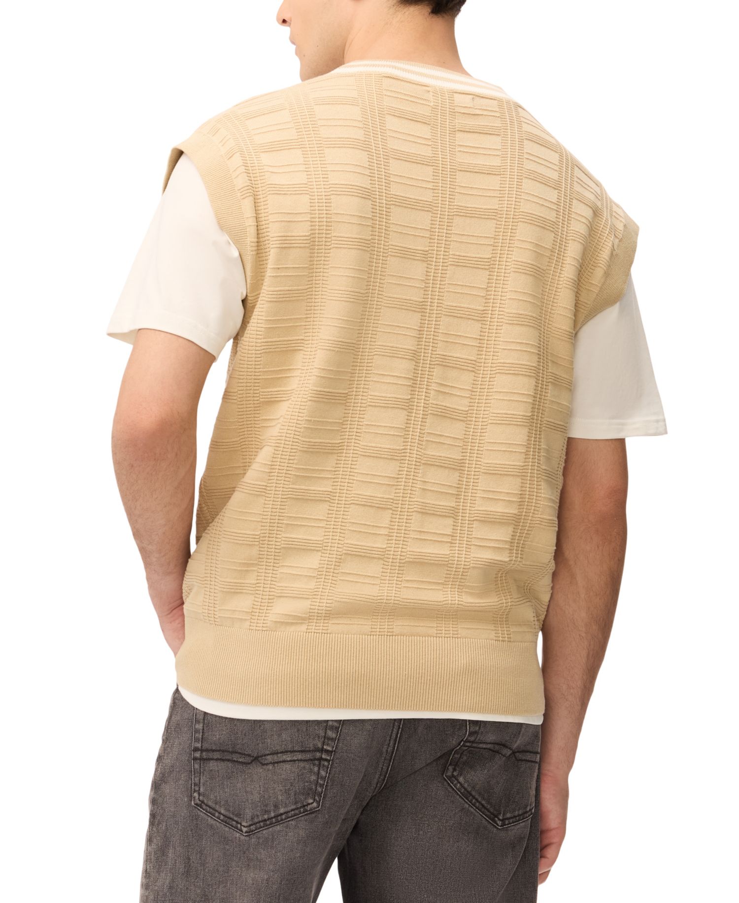 Men's Subtle Geometric Texture V-Neckline Sweater