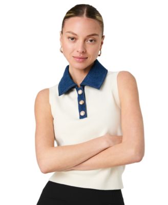 Women's Maxine Knit Denim Collar Sleeveless Sweater