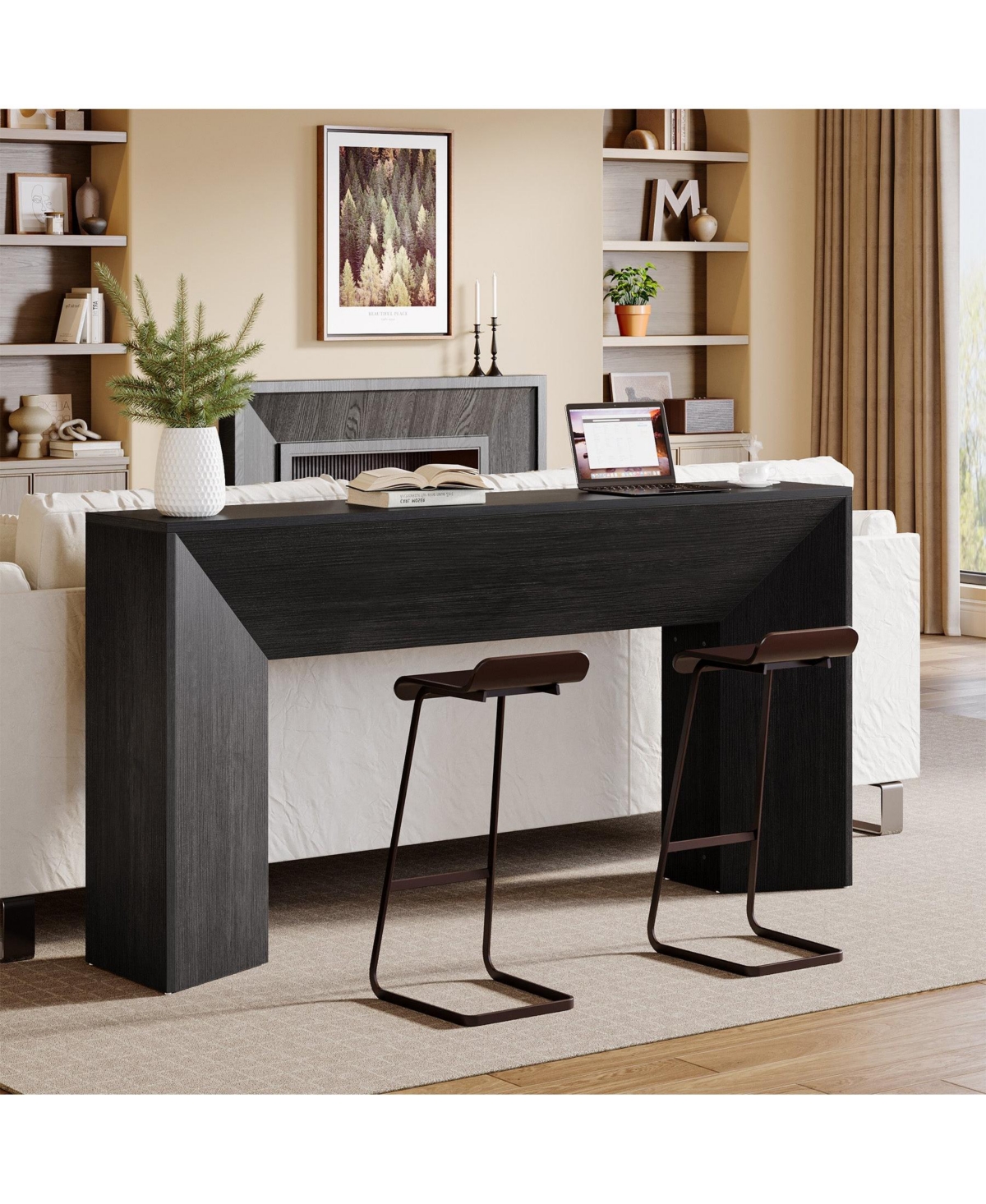 Slickblue Modern Wood Console Table 63 Inch for Entryway and Living Room